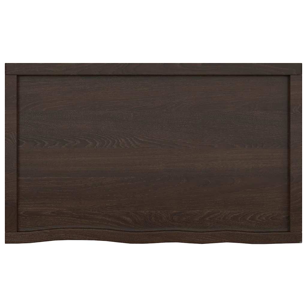 sötétbarna kezelt tömör fa fürdőszobai pult 100x60x(2-6) cm