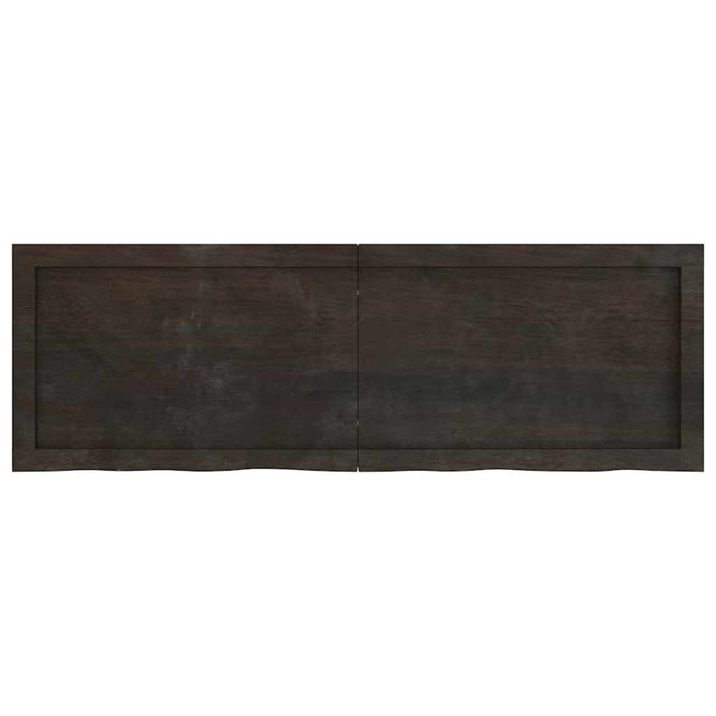 sötétbarna kezelt tömör fa fürdőszobai pult 120x40x(2-6) cm