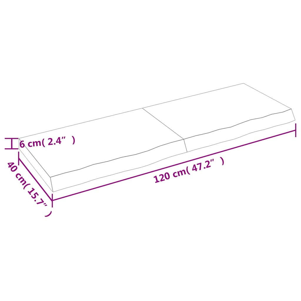 sötétbarna kezelt tömör fa fürdőszobai pult 120x40x(2-6) cm
