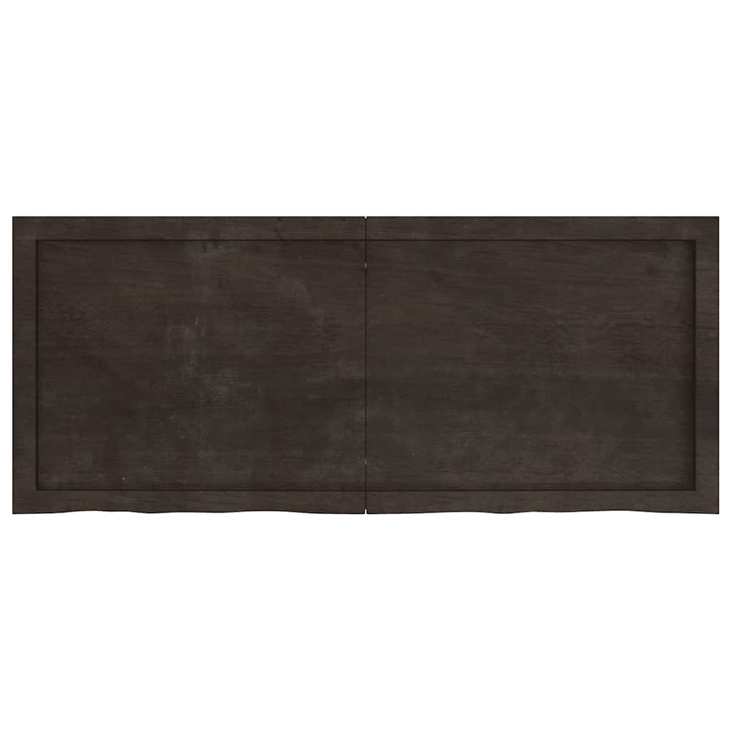 sötétbarna kezelt tömör fa fürdőszobai pult 120x50x(2-4) cm