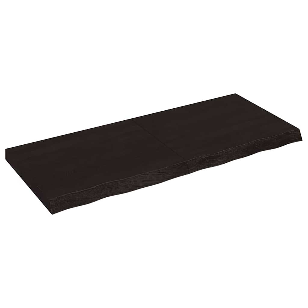 sötétbarna kezelt tömör fa fürdőszobai pult 120x50x(2-6) cm