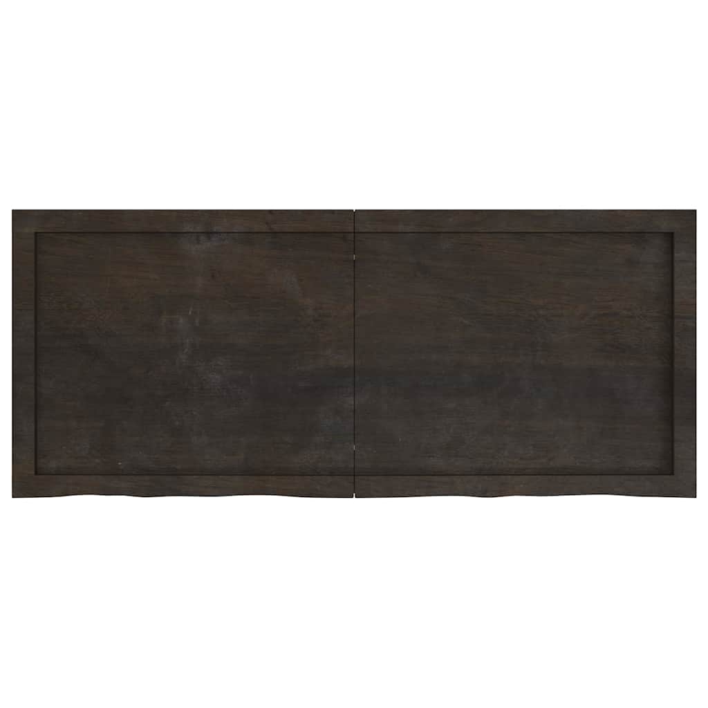 sötétbarna kezelt tömör fa fürdőszobai pult 120x50x(2-6) cm
