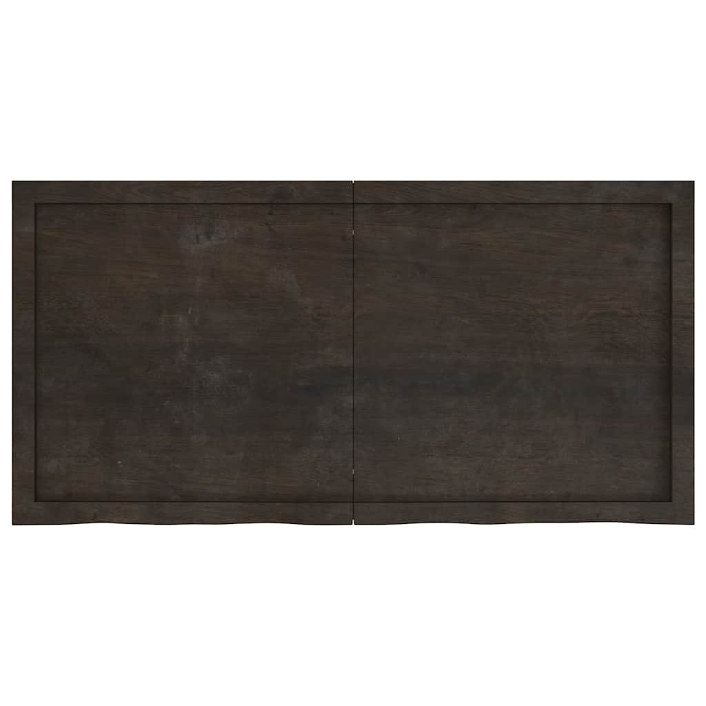 sötétbarna kezelt tömör fa fürdőszobai pult 120x60x(2-6) cm