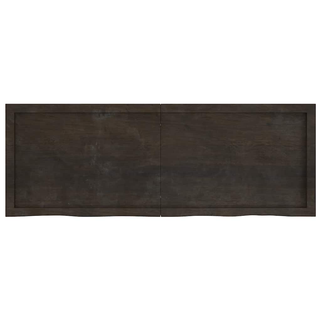 sötétbarna kezelt tömör fa fürdőszobai pult 140x50x(2-4) cm