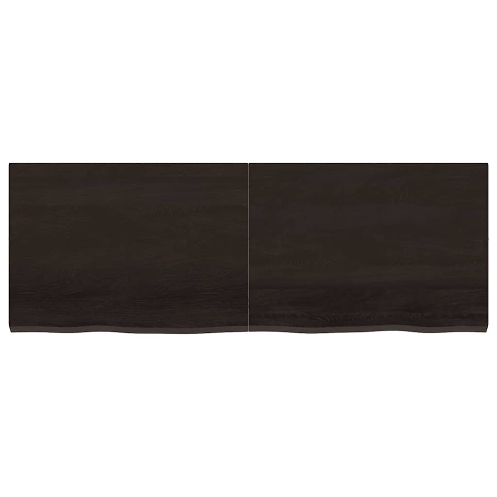 sötétbarna kezelt tömör fa fürdőszobai pult 140x50x(2-4) cm