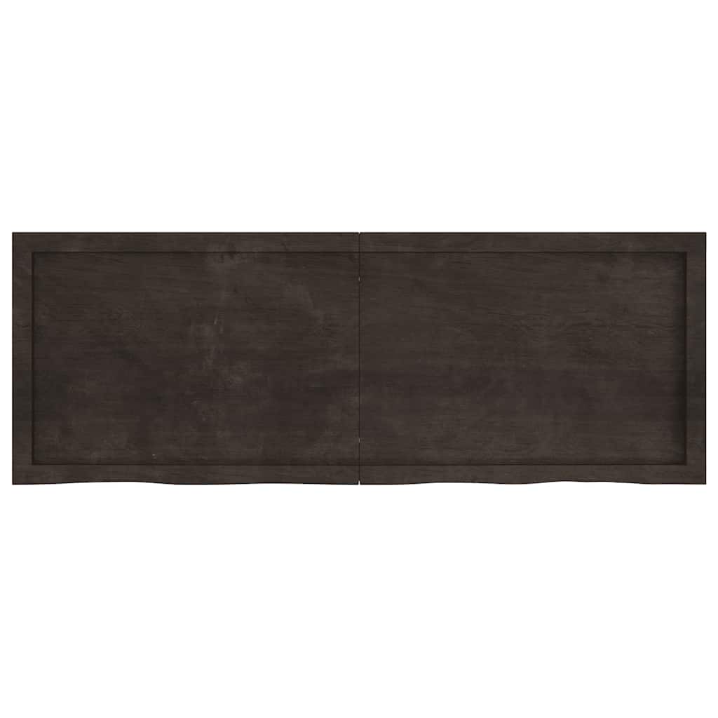 sötétbarna kezelt tömör fa fürdőszobai pult 140x50x(2-6) cm