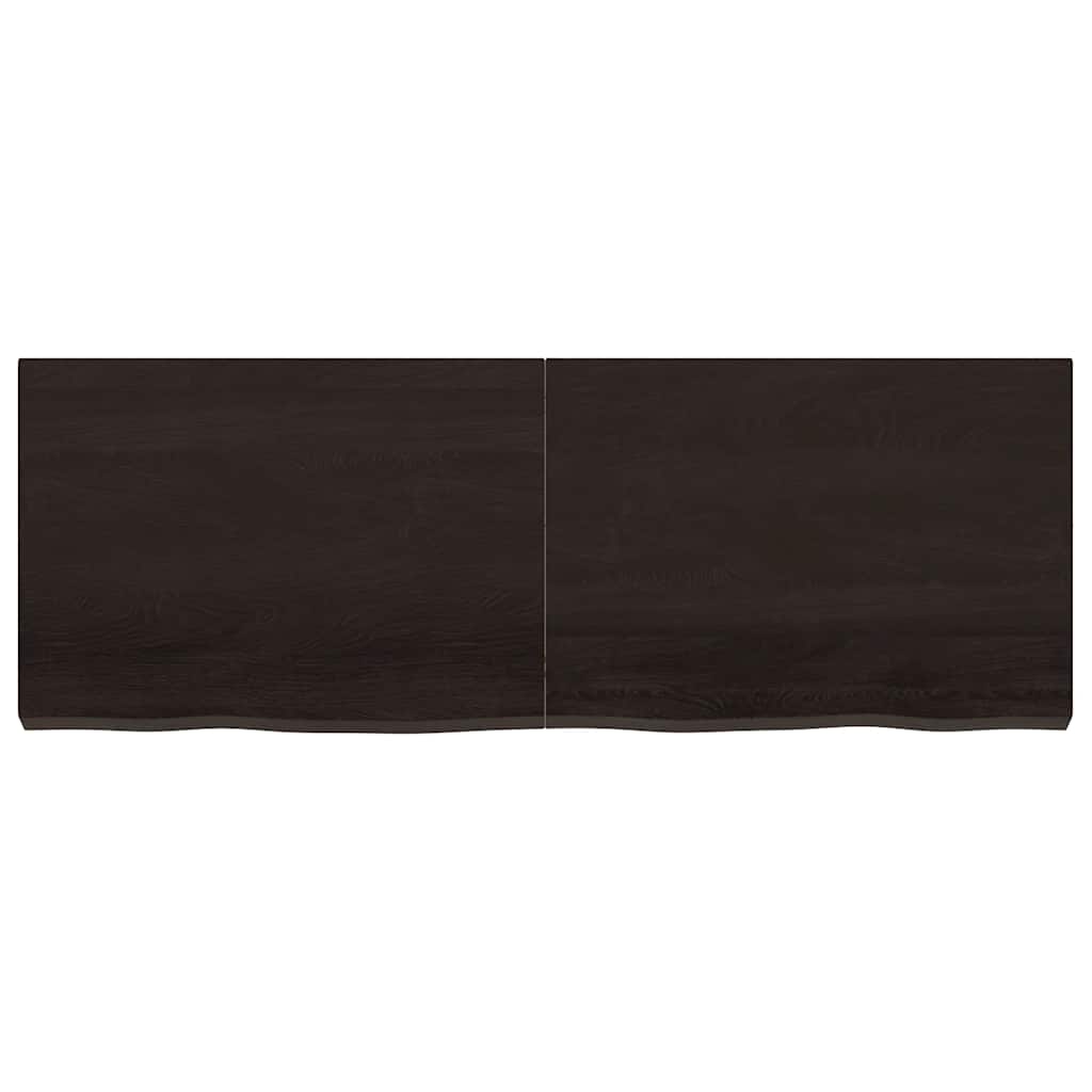 sötétbarna kezelt tömör fa fürdőszobai pult 140x50x(2-6) cm