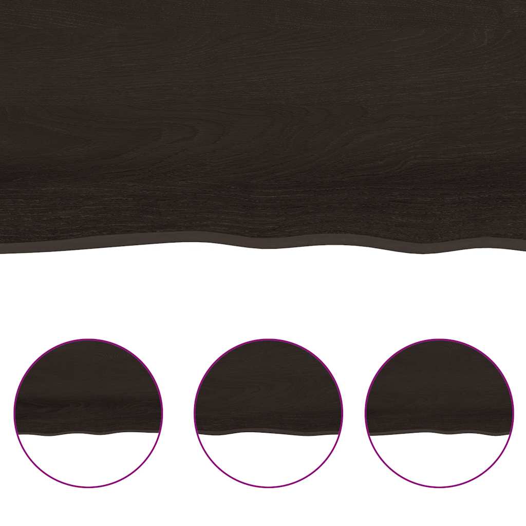 sötétbarna kezelt tömör fa fürdőszobai pult 140x50x(2-6) cm