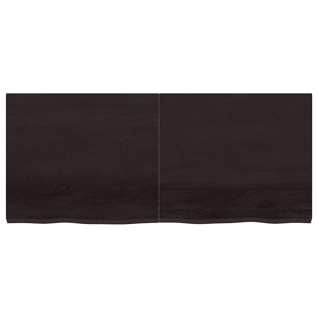 sötétbarna kezelt tömör fa fürdőszobai pult 140x60x(2-4) cm