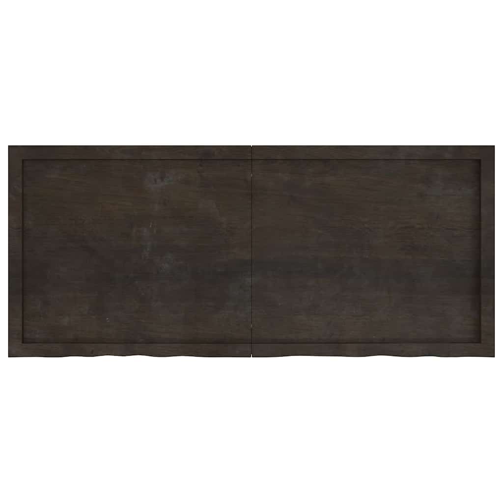 sötétbarna kezelt tömör fa fürdőszobai pult 140x60x(2-4) cm