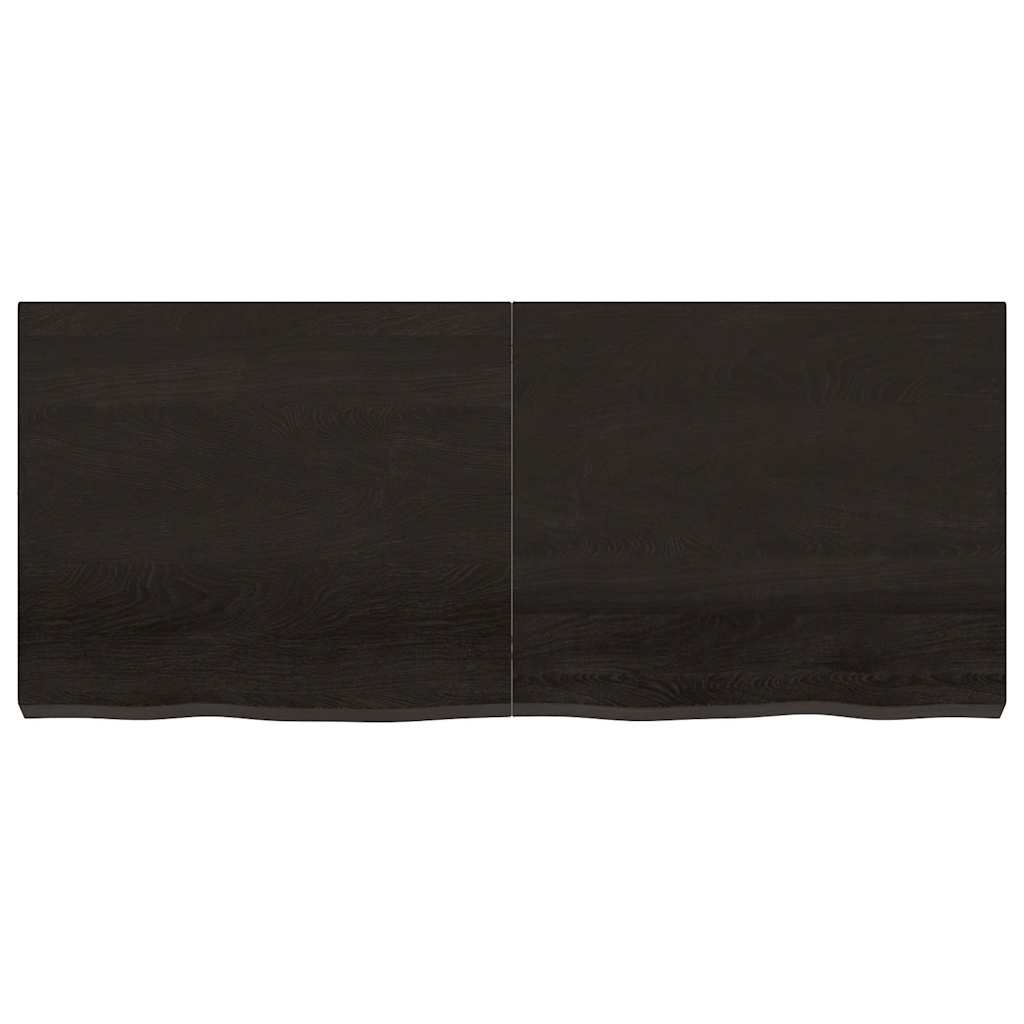 sötétbarna kezelt tömör fa fürdőszobai pult 140x60x(2-6) cm