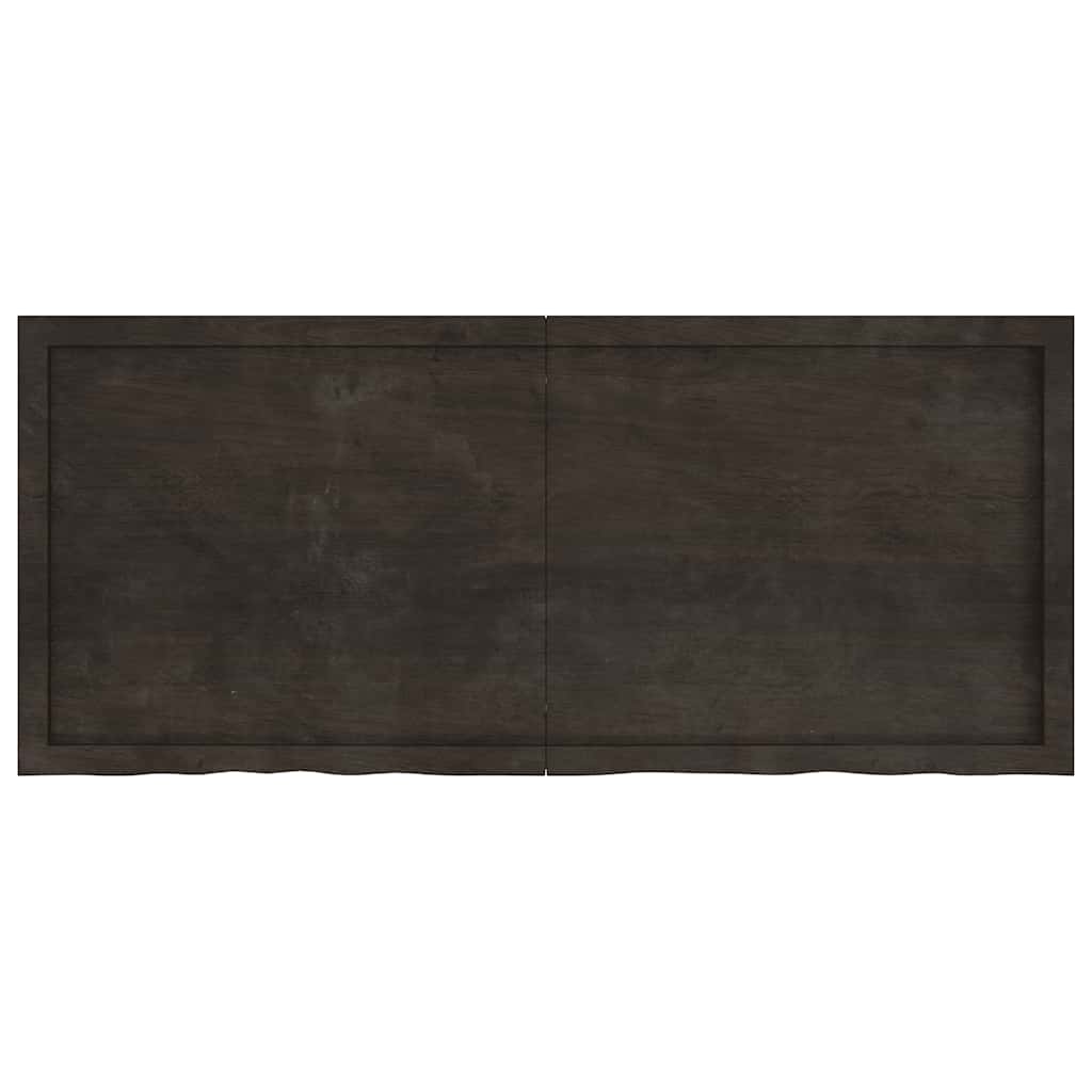sötétbarna kezelt tömör fa fürdőszobai pult 140x60x(2-6) cm