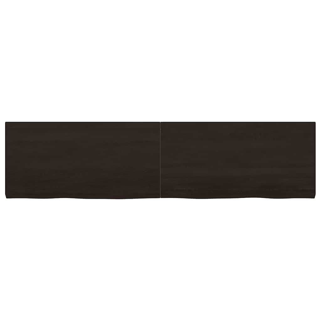 sötétbarna kezelt tömör fa fürdőszobai pult 160x30x(2-4) cm