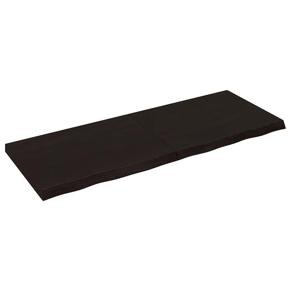 sötétbarna kezelt tömör fa fürdőszobai pult 160x60x(2-6) cm
