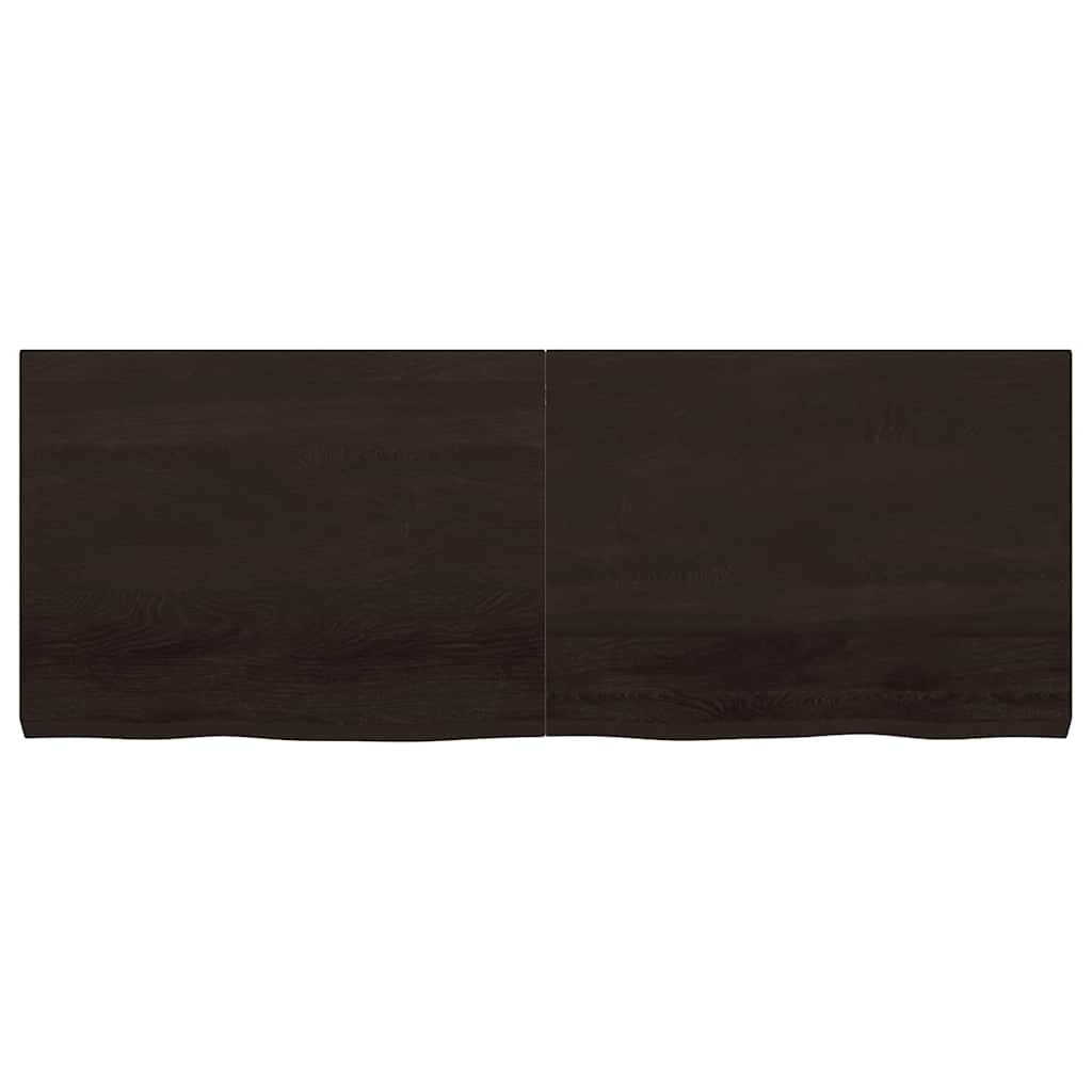 sötétbarna kezelt tömör fa fürdőszobai pult 160x60x(2-6) cm