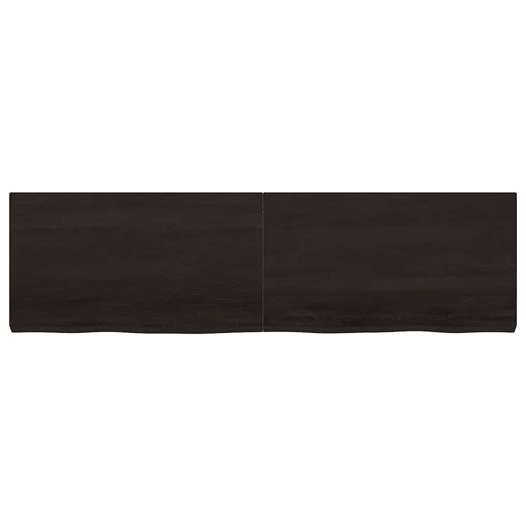 sötétbarna kezelt tömör fa fürdőszobai pult 180x50x(2-6) cm