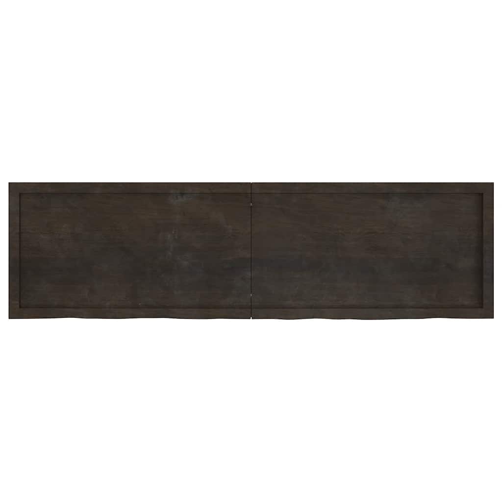 sötétbarna kezelt tömör fa fürdőszobai pult 180x50x(2-6) cm