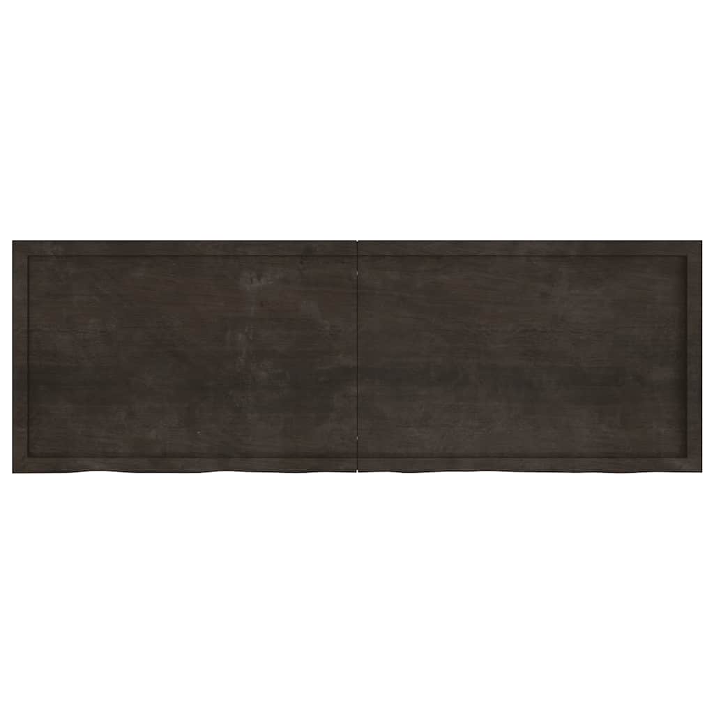 sötétbarna kezelt tömör fa fürdőszobai pult 180x60x(2-4) cm