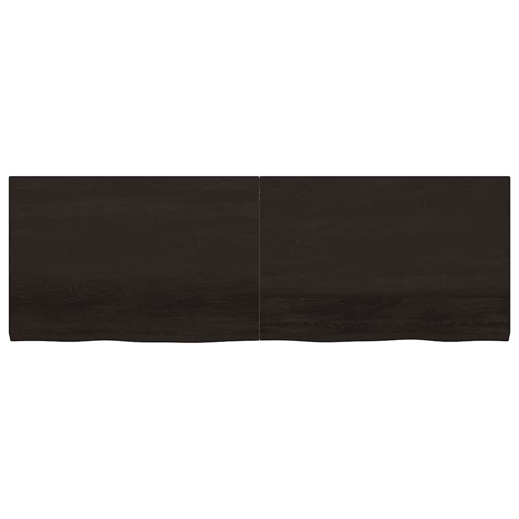 sötétbarna kezelt tömör fa fürdőszobai pult 180x60x(2-4) cm