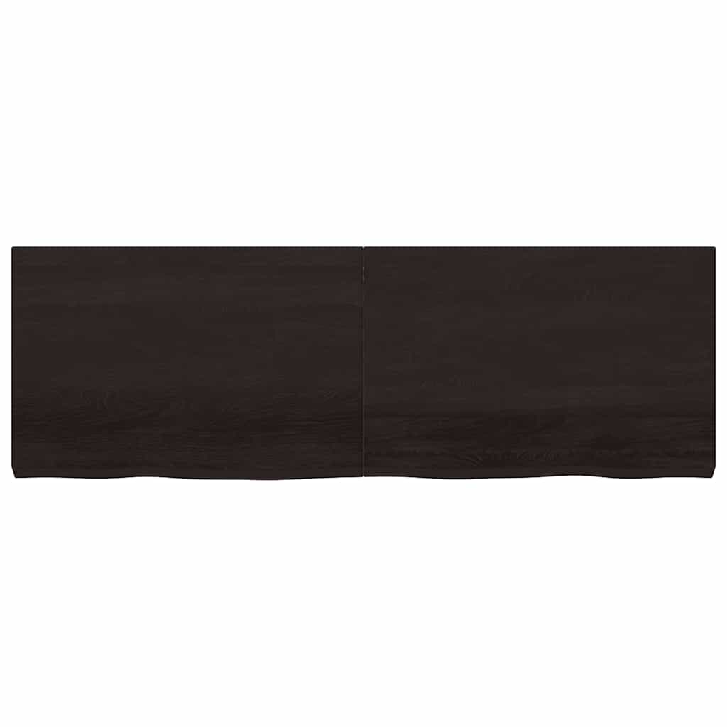 sötétbarna kezelt tömör fa fürdőszobai pult 180x60x(2-6) cm
