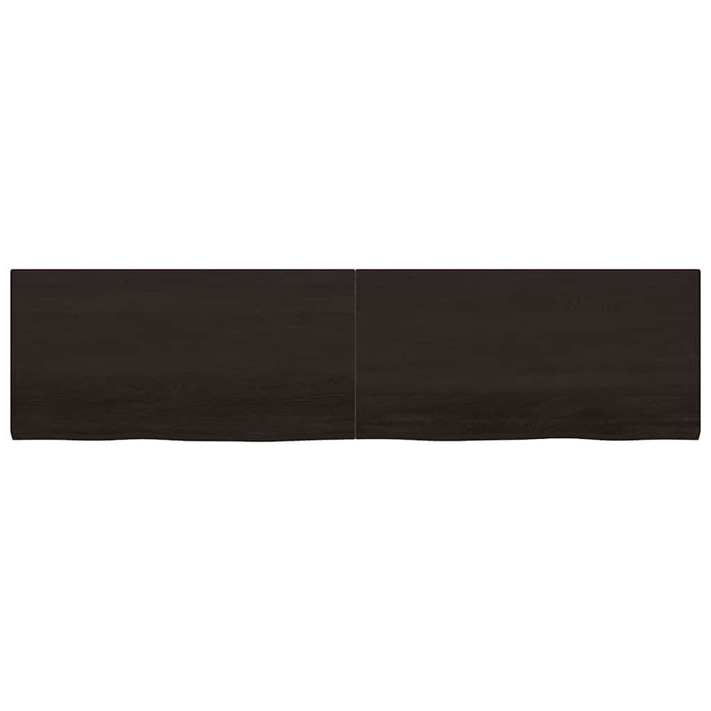 sötétbarna kezelt tömör fa fürdőszobai pult 200x50x(2-4) cm