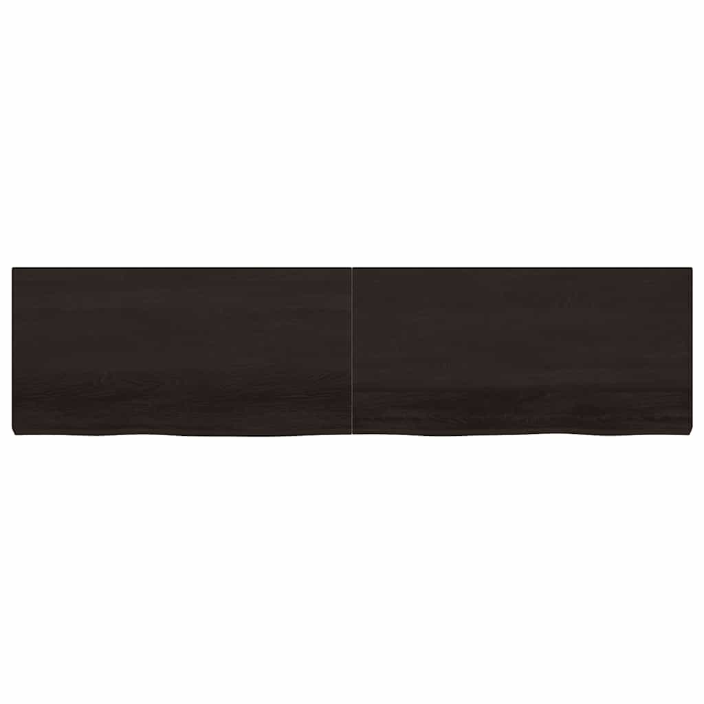 sötétbarna kezelt tömör fa fürdőszobai pult 200x50x(2-6) cm