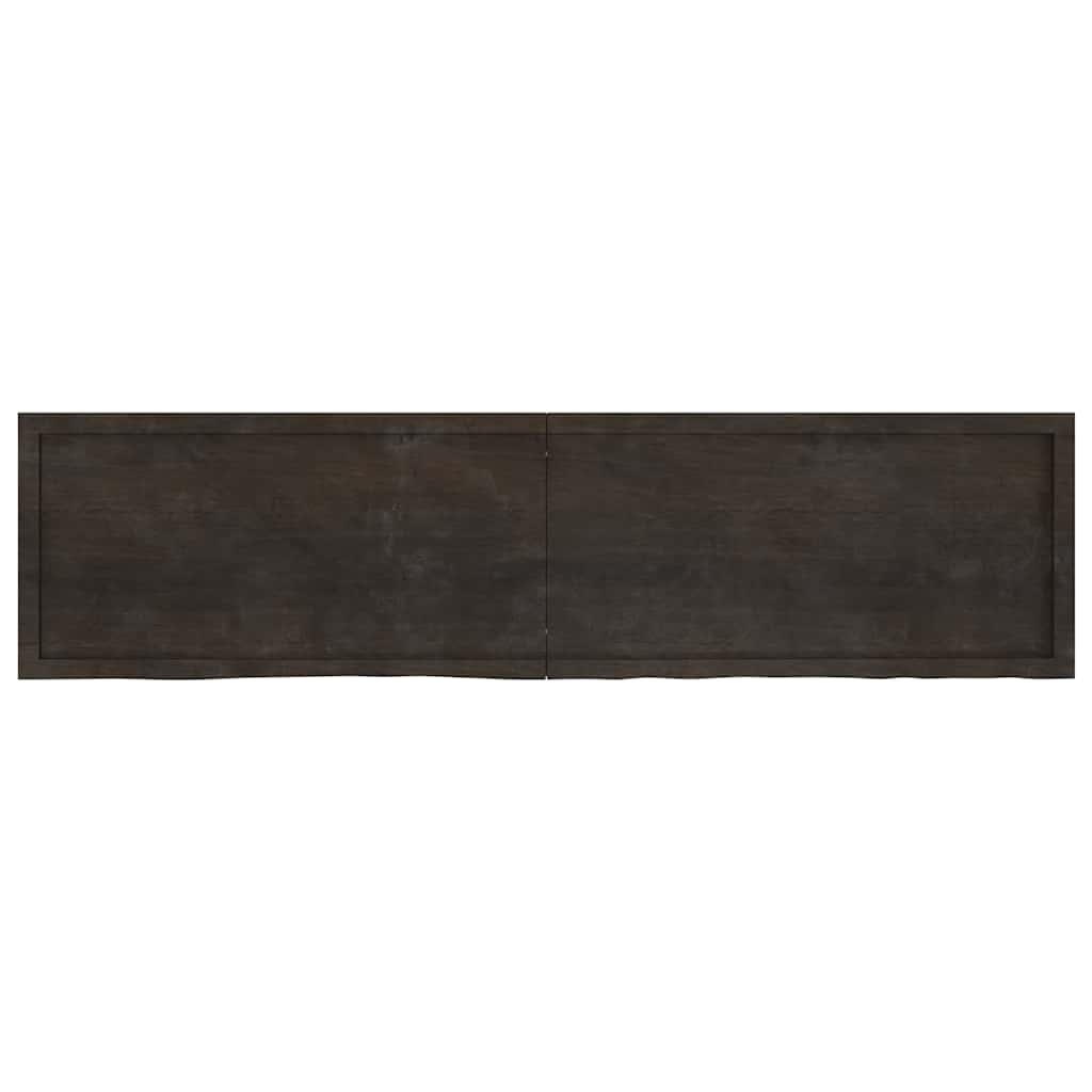 sötétbarna kezelt tömör fa fürdőszobai pult 200x50x(2-6) cm