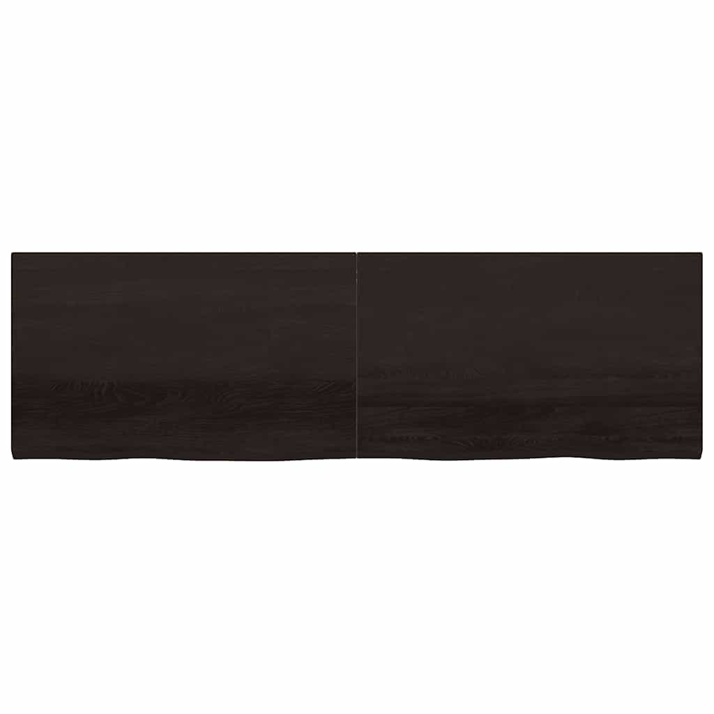 sötétbarna kezelt tömör fa fürdőszobai pult 200x60x(2-4) cm