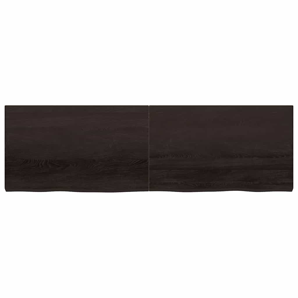 sötétbarna kezelt tömör fa fürdőszobai pult 200x60x(2-6) cm