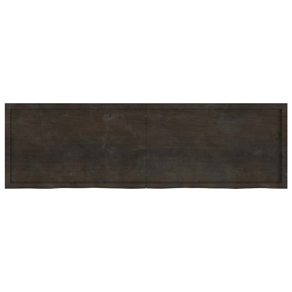 sötétbarna kezelt tömör fa fürdőszobai pult 200x60x(2-6) cm