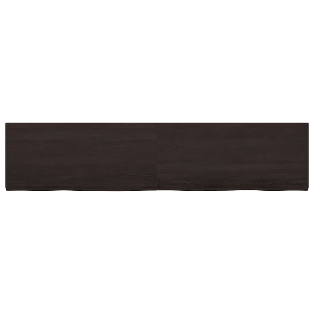 sötétbarna kezelt tömör fa fürdőszobai pult 220x50x(2-4) cm