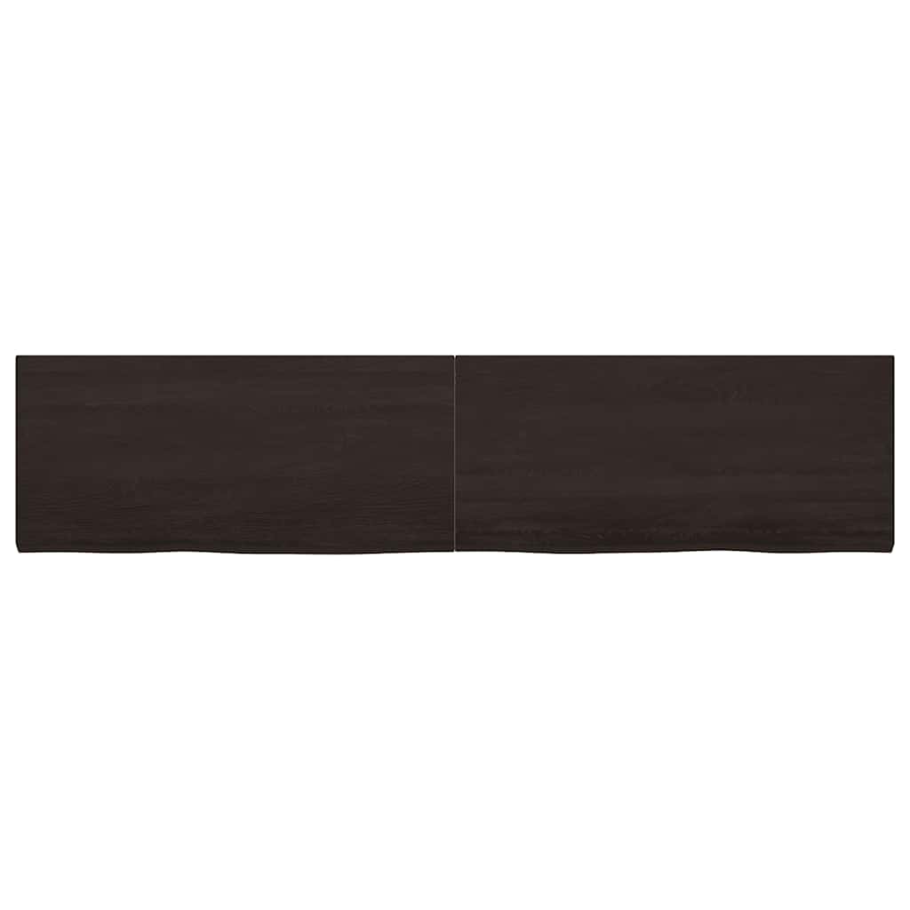 sötétbarna kezelt tömör tölgyfa asztallap 220x50x(2-4) cm