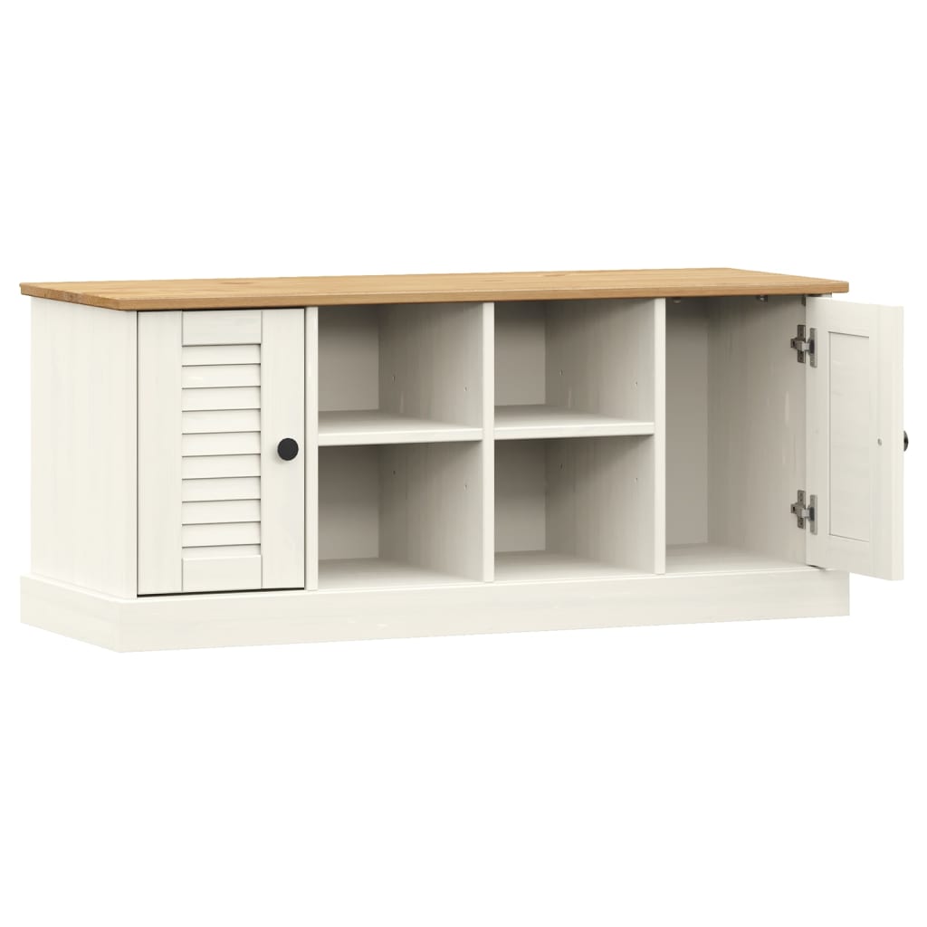 VIGO fehér tömör fenyőfa cipőtároló pad 106 x 35 x 45 cm