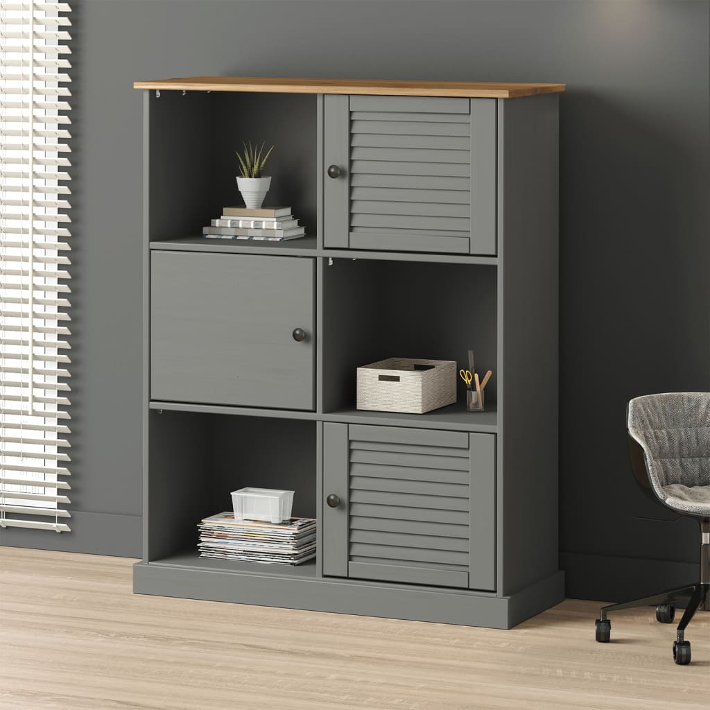 VIGO tömör fenyőfa könyvespolc 90x35x114,5 cm
