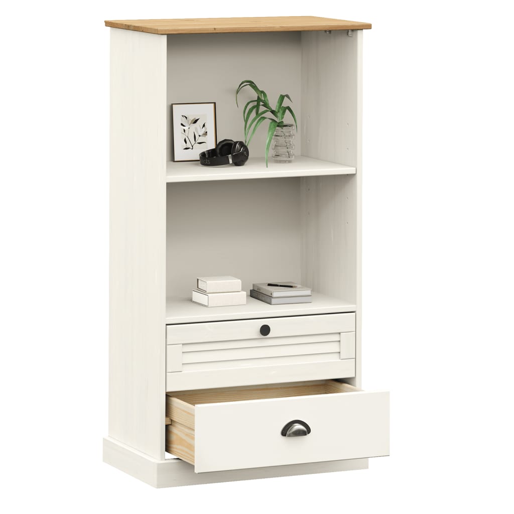 VIGO fehér tömör fenyőfa könyvespolc 60x35x114,5 cm
