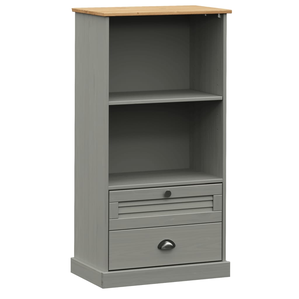 VIGO szürke tömör fenyőfa könyvespolc 60x35x114,5 cm