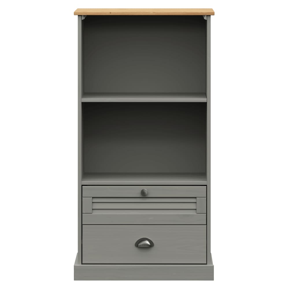 VIGO szürke tömör fenyőfa könyvespolc 60x35x114,5 cm