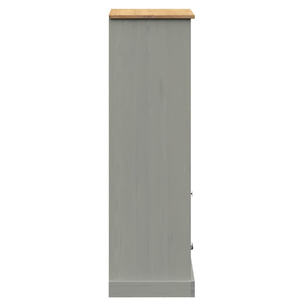 VIGO szürke tömör fenyőfa könyvespolc 60x35x114,5 cm