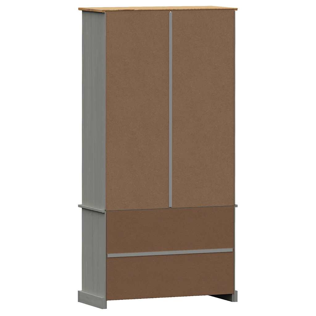 VIGO szürke üvegvitrines tömör fenyőfa szekrény 85x35x170 cm