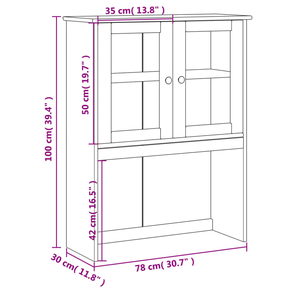 VIGO fehér tömör fenyőfa komód felső 78x30x100 cm