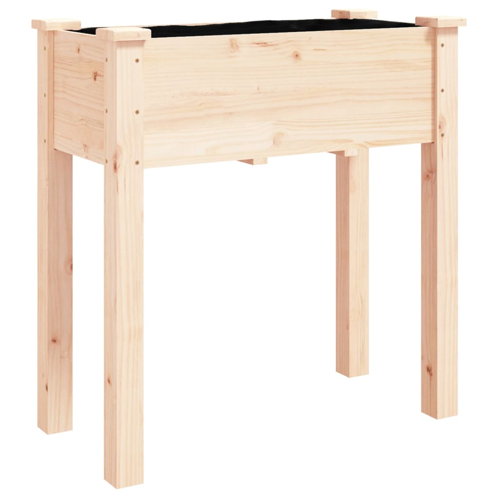 tömör fenyőfa kerekes ültetőláda béléssel 71 x 37 x 80 cm