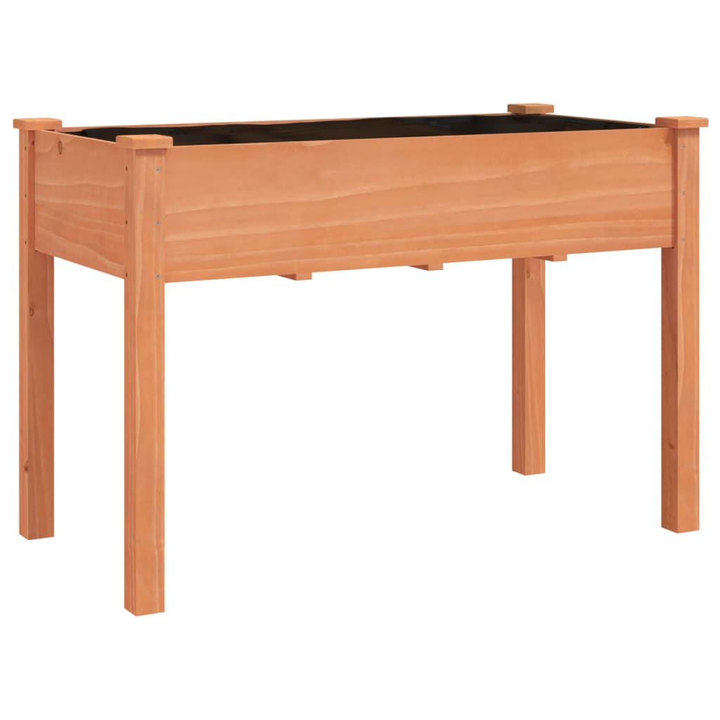 barna tömör fenyőfa kerekes ültetőláda béléssel 118x59x80 cm