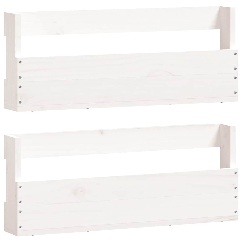 2 db fehér tömör fenyőfa fali cipőtartó 59 x 9 x 23 cm