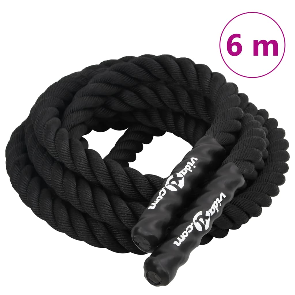 fekete poliészter harci kötél 6 m 4,5 kg
