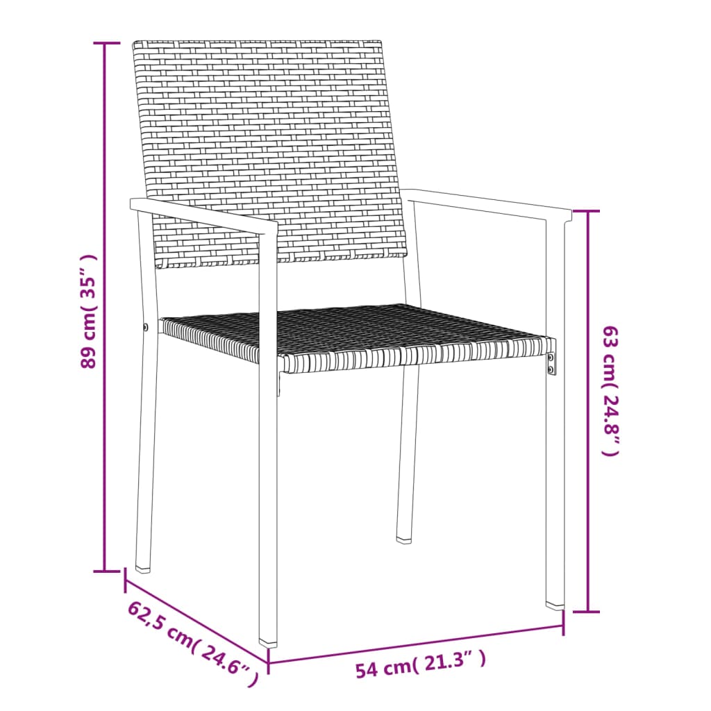 5 részes polyrattan és acél kerti étkezőgarnitúra