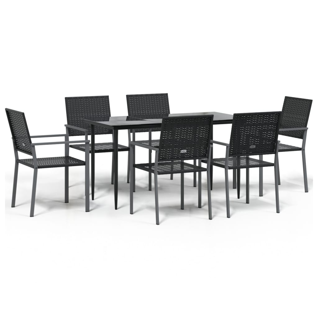 7 részes polyrattan és acél kerti étkezőgarnitúra