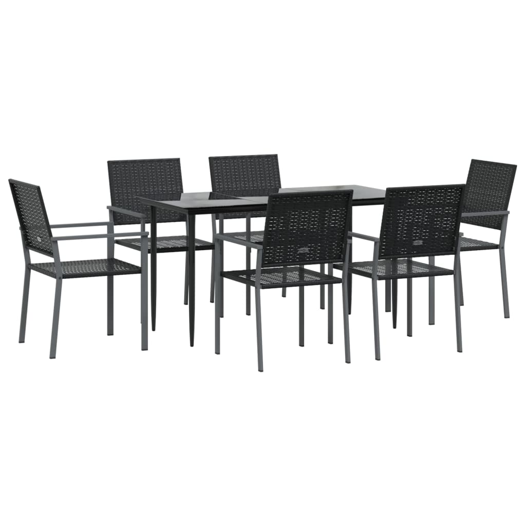 7 részes polyrattan és acél kerti étkezőgarnitúra