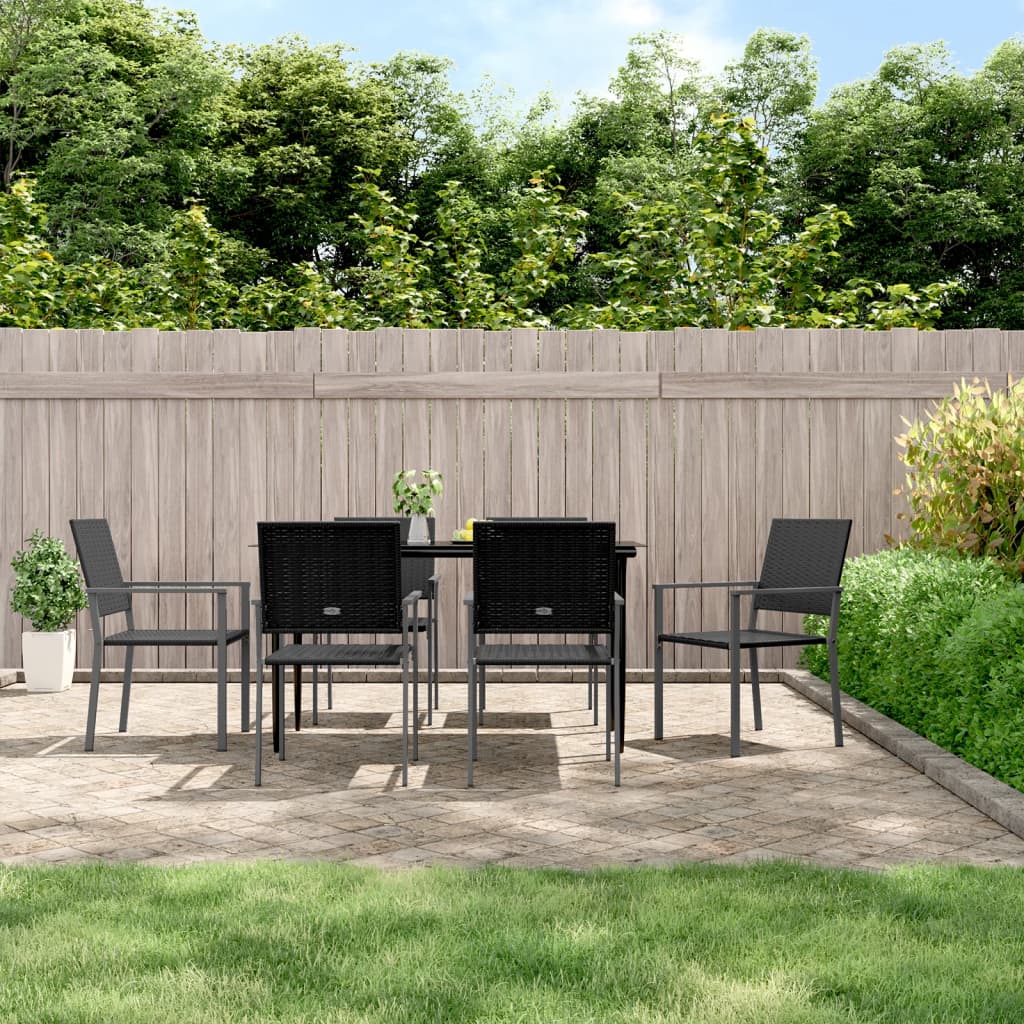 7 részes polyrattan és acél kerti étkezőgarnitúra