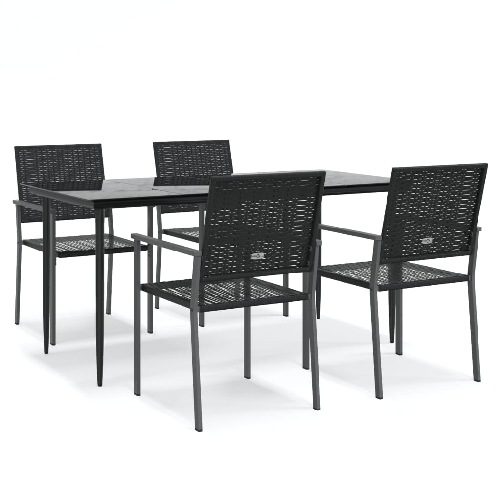 5 részes polyrattan és acél kerti étkezőgarnitúra