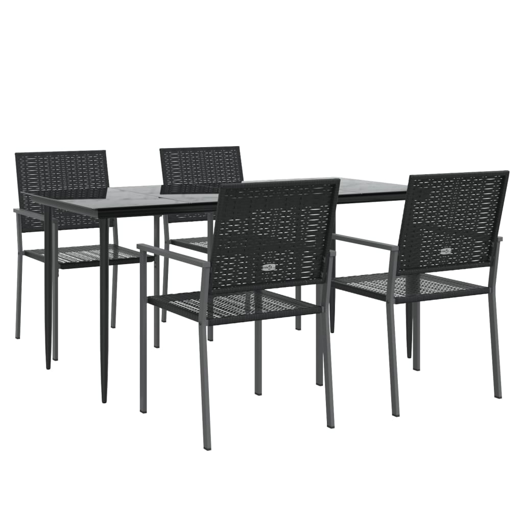 5 részes polyrattan és acél kerti étkezőgarnitúra